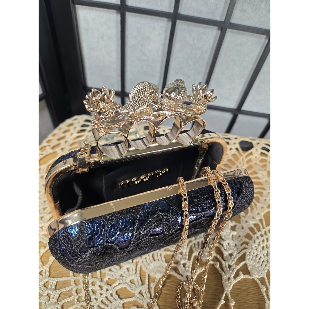 Moonisa Whimsigoth Knuckle Duster Lace Gothic Glam Evening Clutch Bag One Size - Picture 6 of 7
